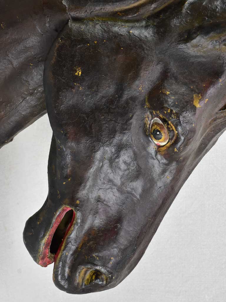 Antique French papier mâché sculpture of a horse head 28"