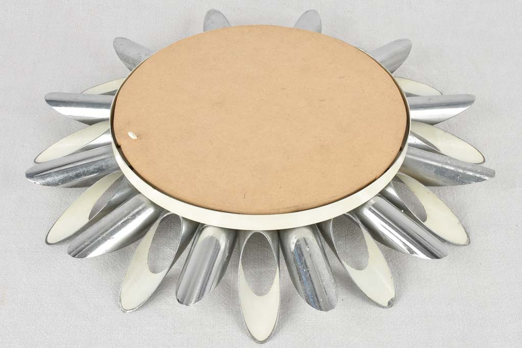 1970s sunburst mirror / wall sconce - silver 20"