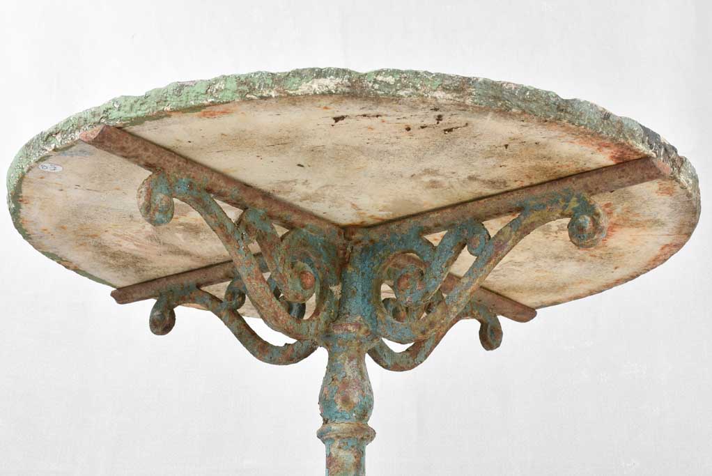 Rustic green / blue bistro table 21¾"