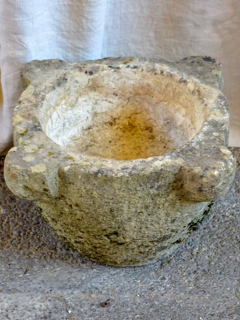 Very large antique French stone mortar