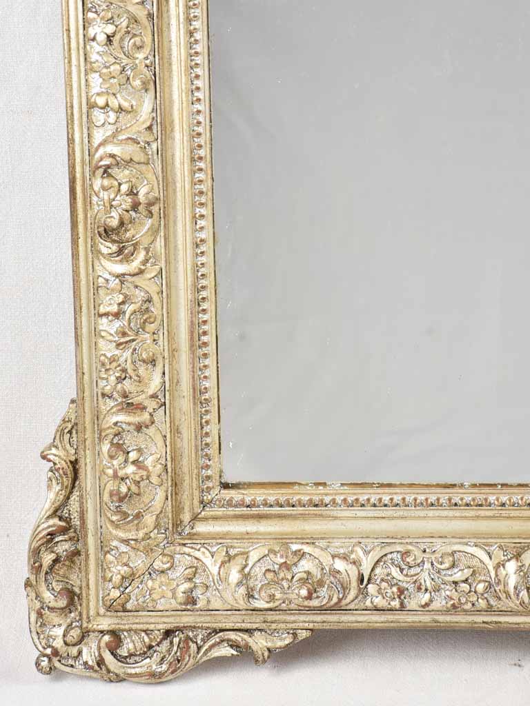 Large Napoleon III silver mirror w/ angel crest 63" x 37"