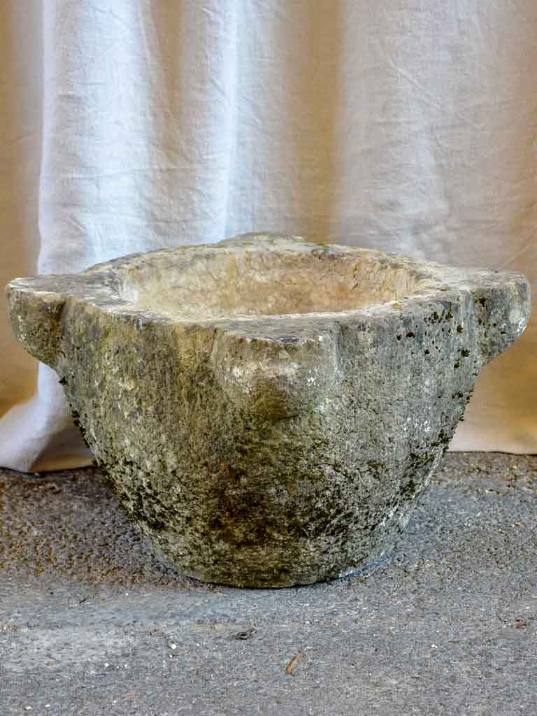 Very large antique French stone mortar