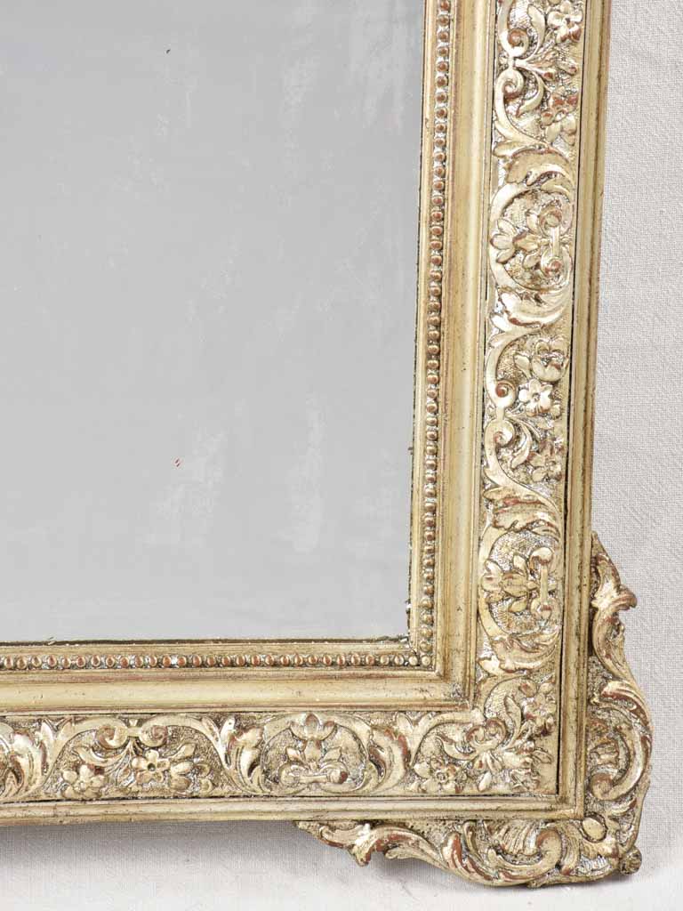 Large Napoleon III silver mirror w/ angel crest 63" x 37"