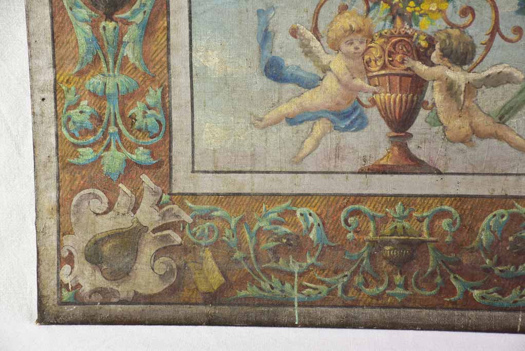 Antique painting of angels on canvas 29¼" x 36½"