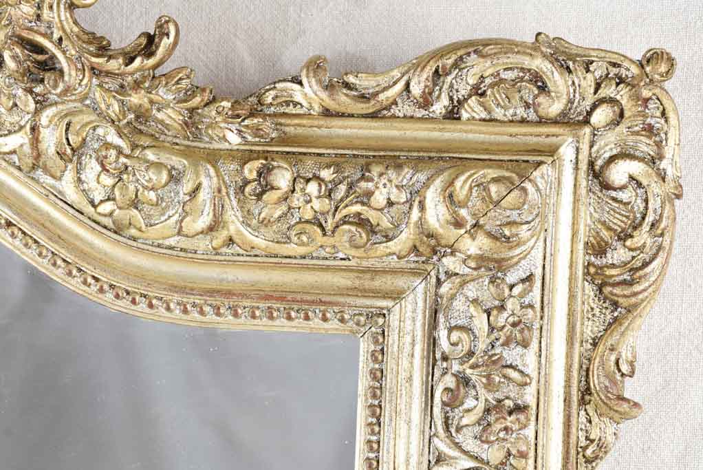 Large Napoleon III silver mirror w/ angel crest 63" x 37"