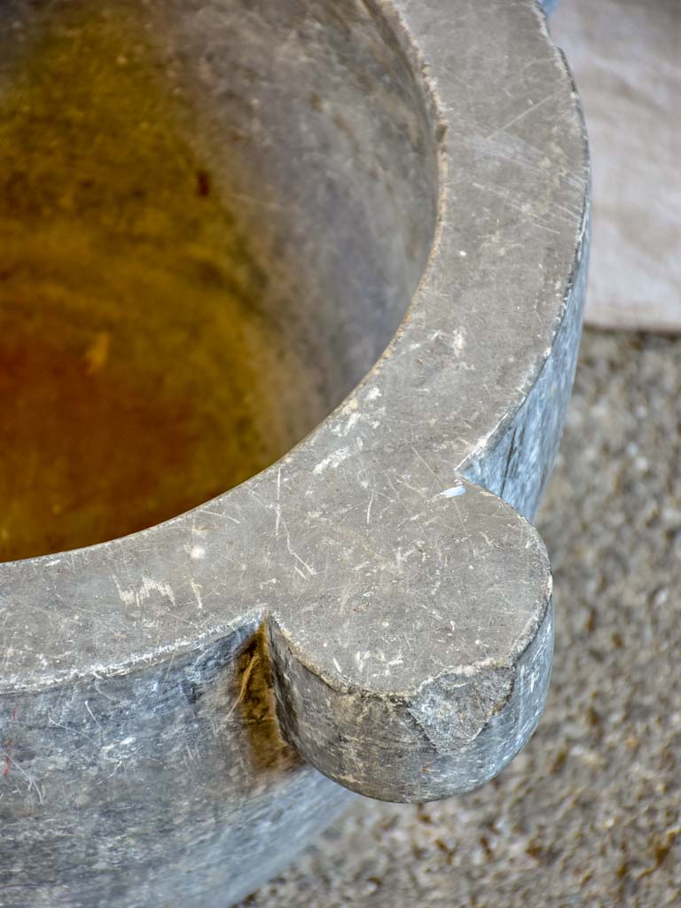 Very large antique French grey marble mortar