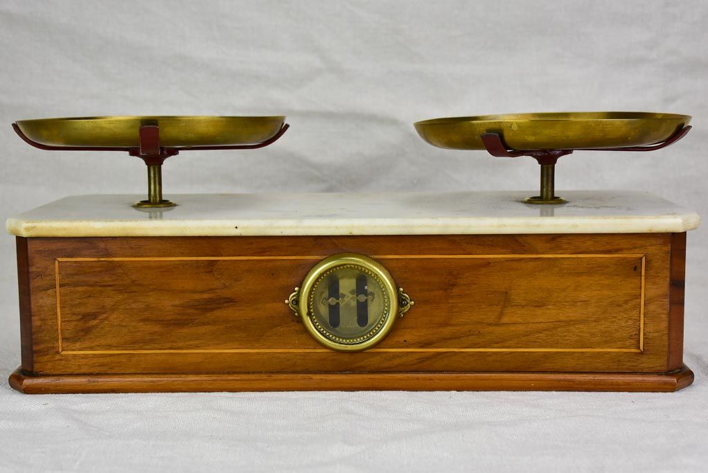 Napoleon III epicerie scales - marble and marquetry