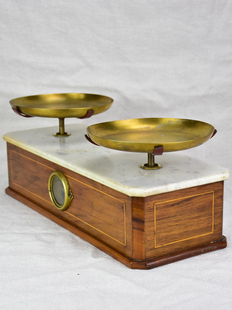 Napoleon III epicerie scales - marble and marquetry