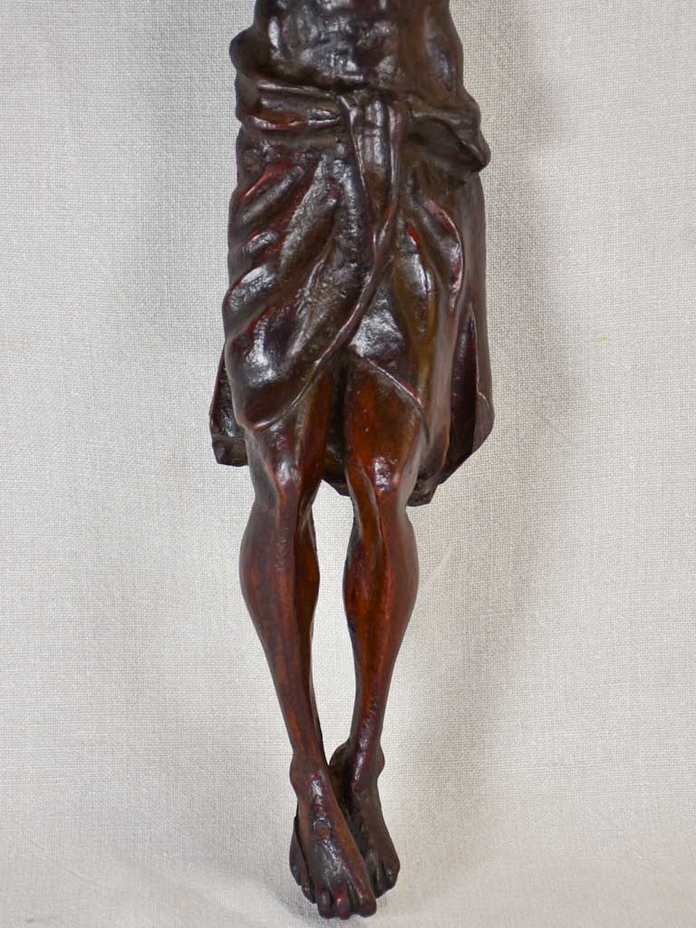 Early 19th Century wooden crucifix sculpture of Christ 23¼"