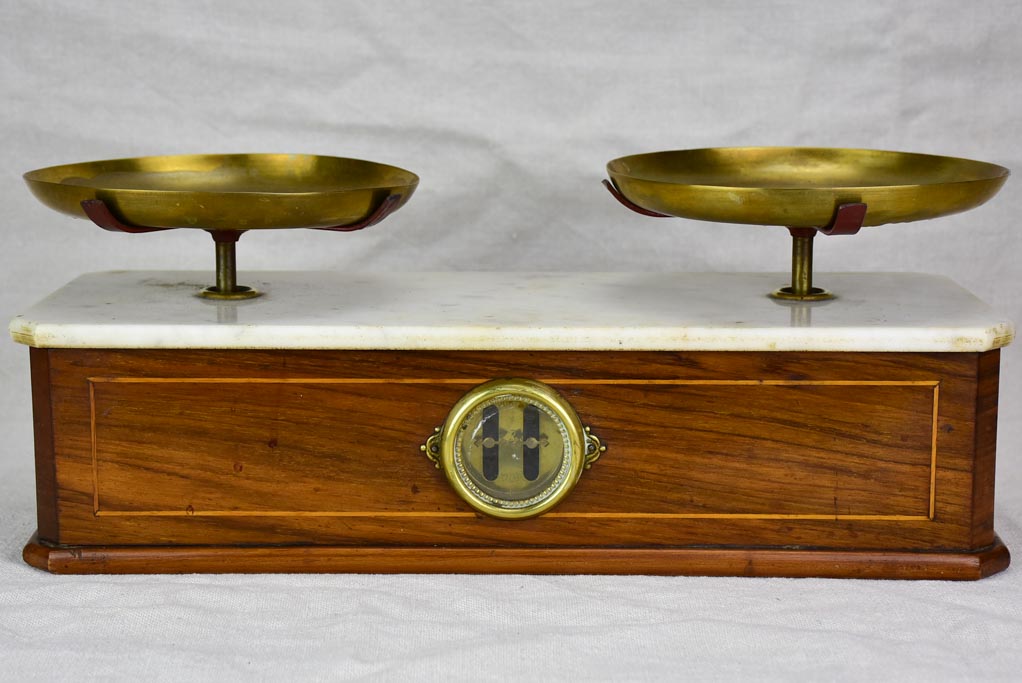 Napoleon III epicerie scales - marble and marquetry