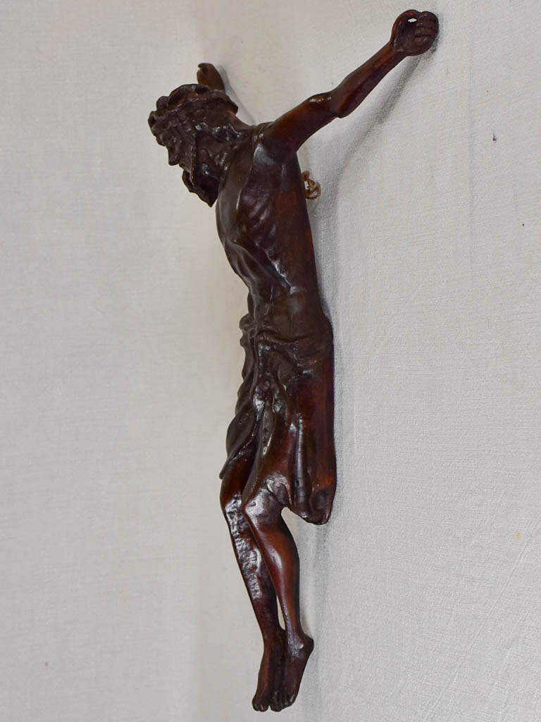 Early 19th Century wooden crucifix sculpture of Christ 23¼"