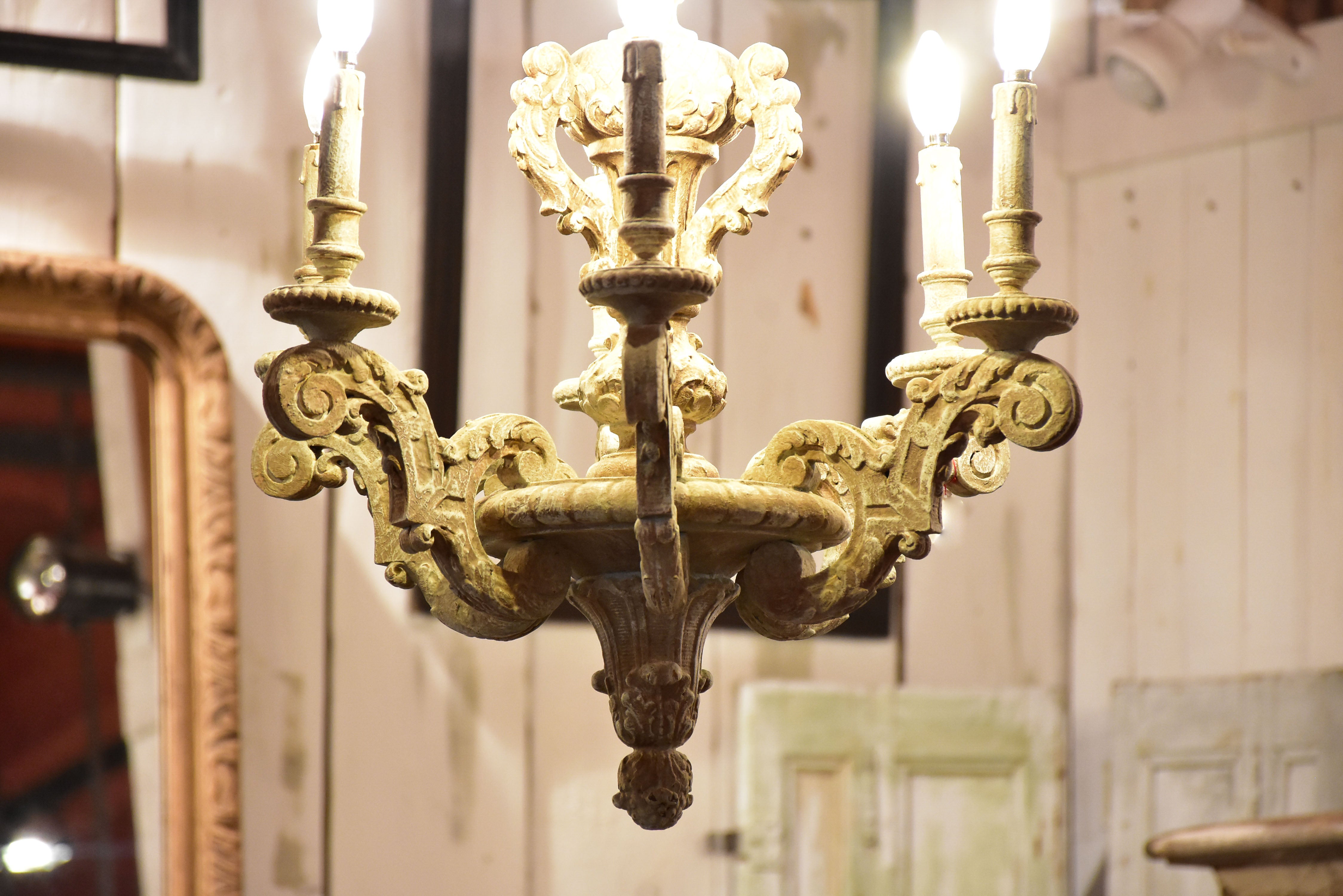 Antique carved French chandelier