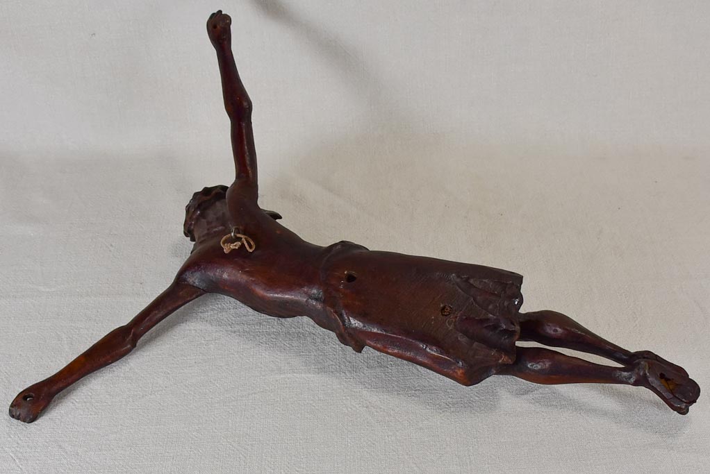 Early 19th Century wooden crucifix sculpture of Christ 23¼"