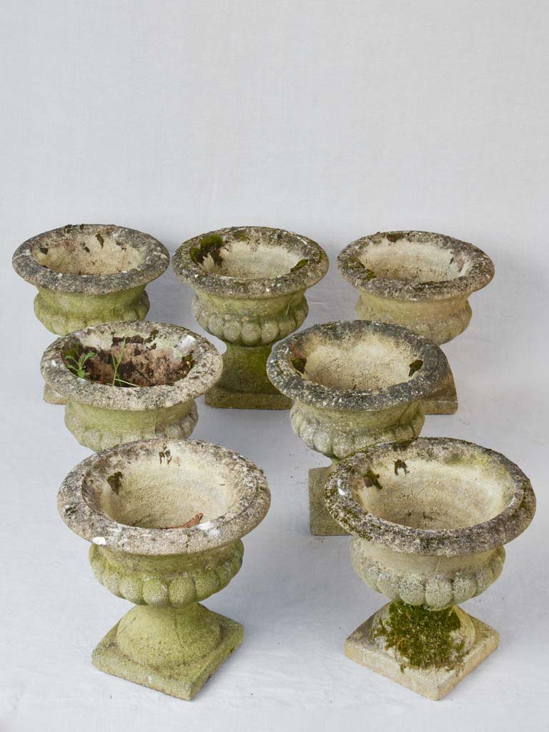 Rare collection of SEVEN Medici shaped garden planters 12½"