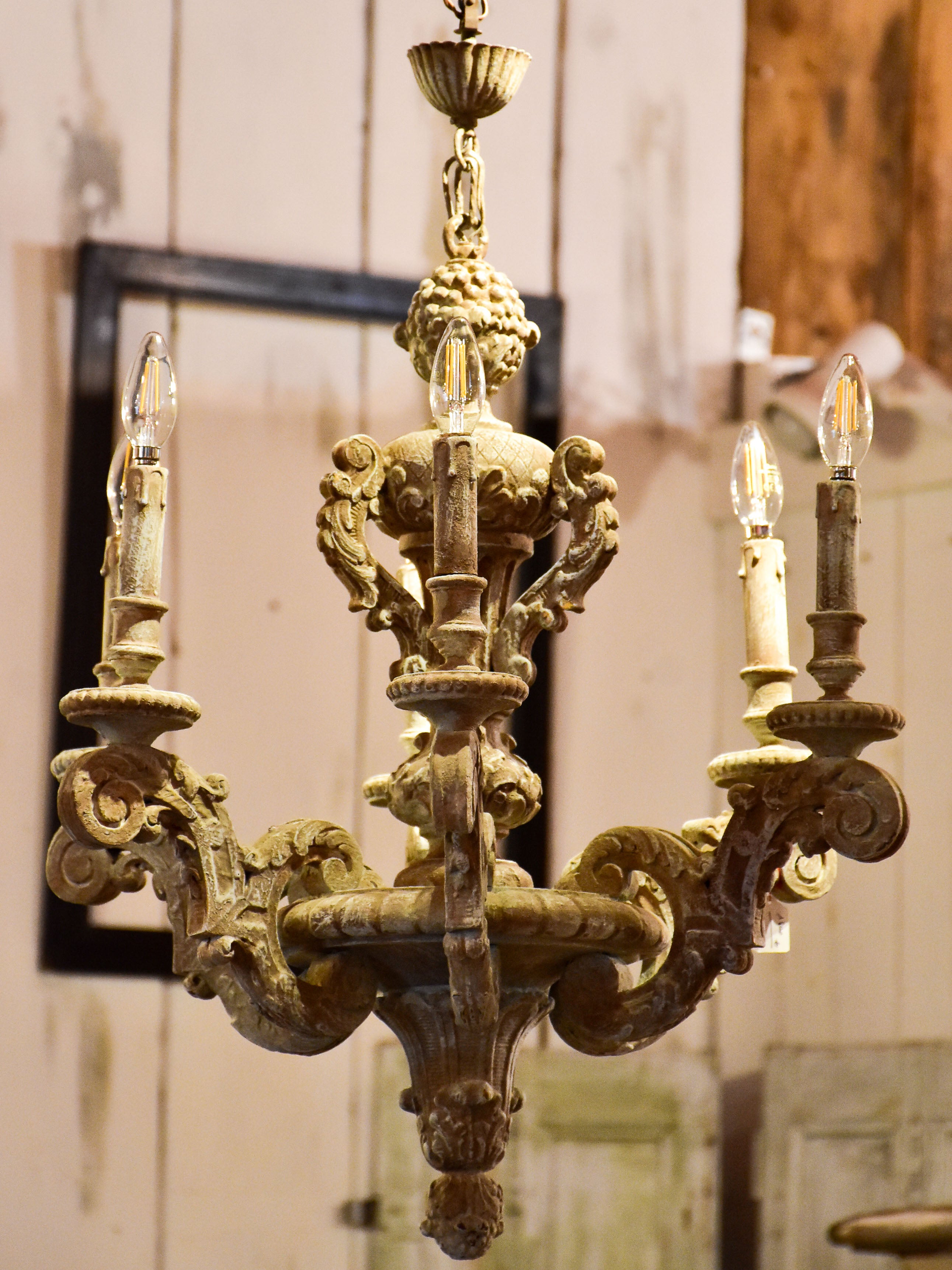 Antique carved French chandelier