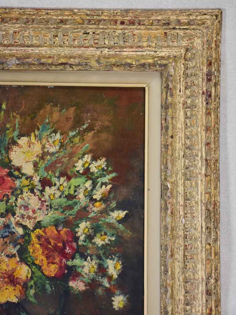 Floral still life - unknown artist - oil on board - circa 1940