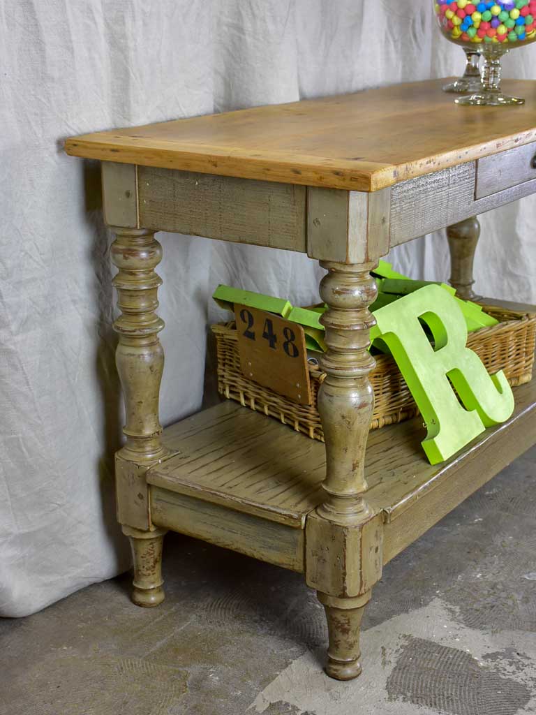 Antique French drapery table / behind couch table