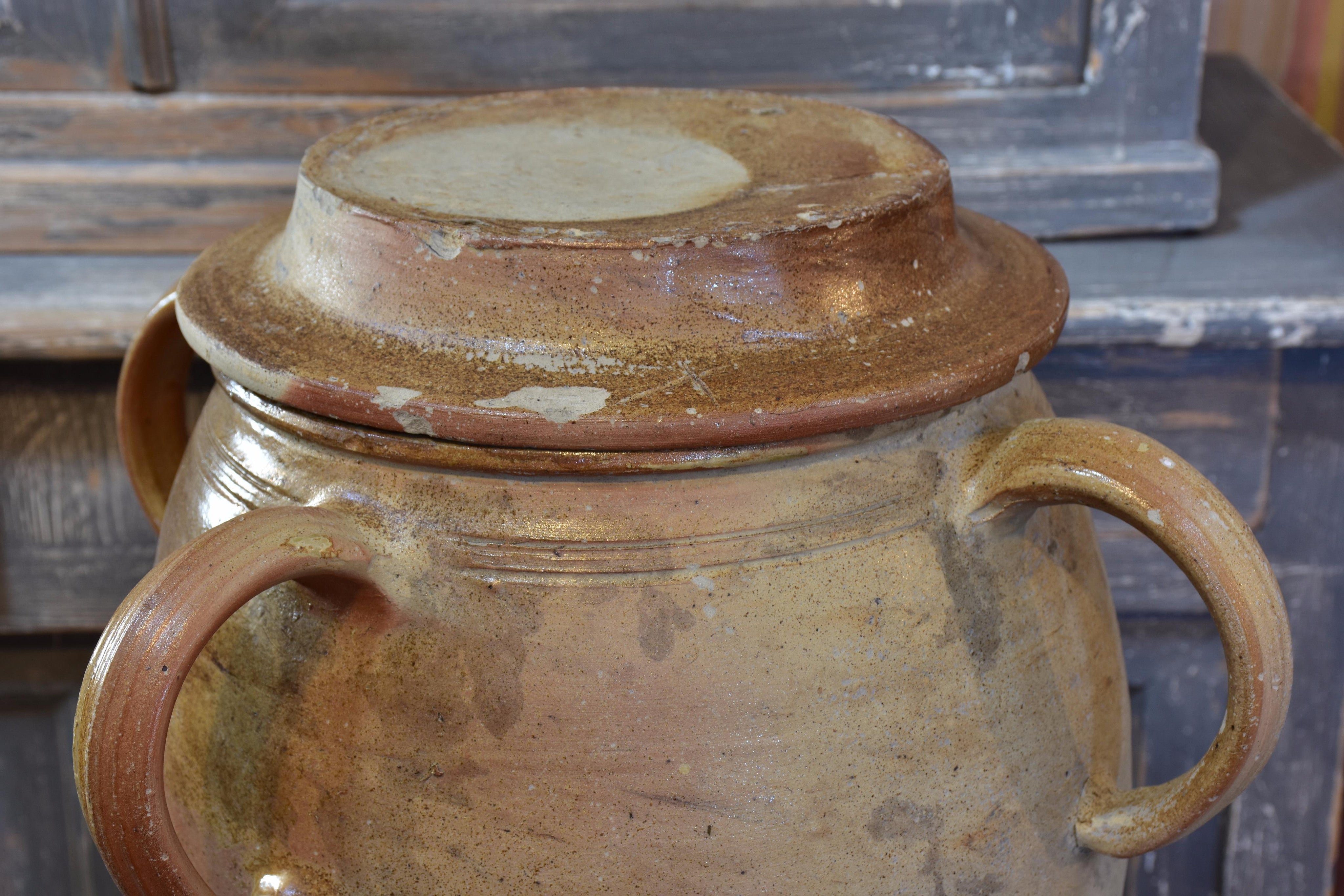 Antique French earthenware pot with lid – early 1900’s