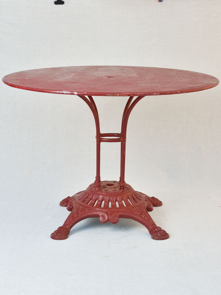 Antique French round garden table - red 39½" diameter