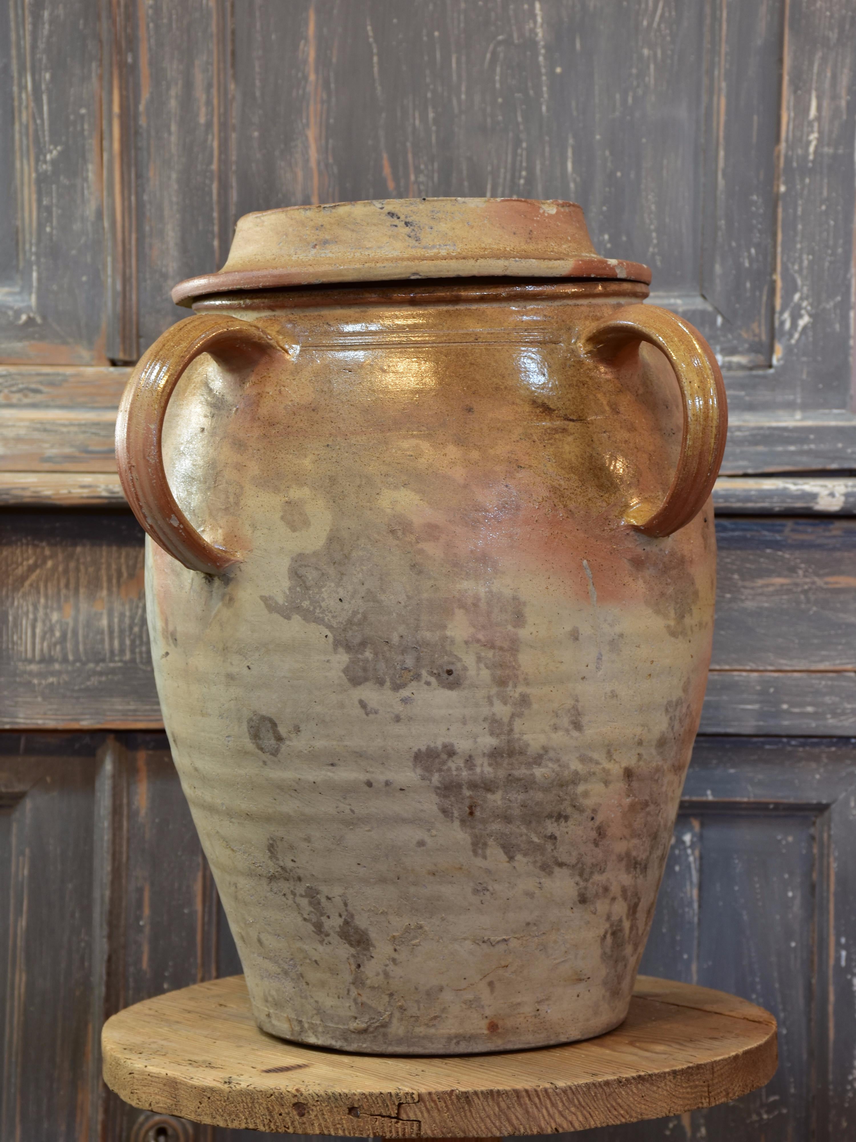 Antique French earthenware pot with lid – early 1900’s