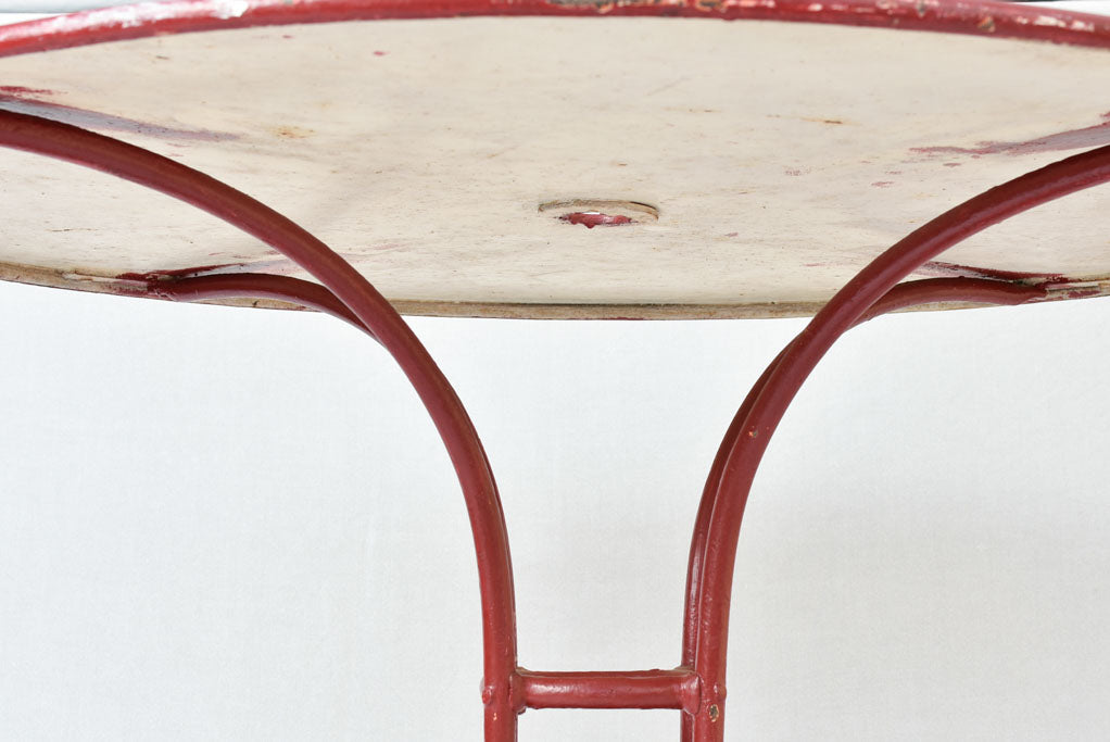 Antique French round garden table - red 39½" diameter