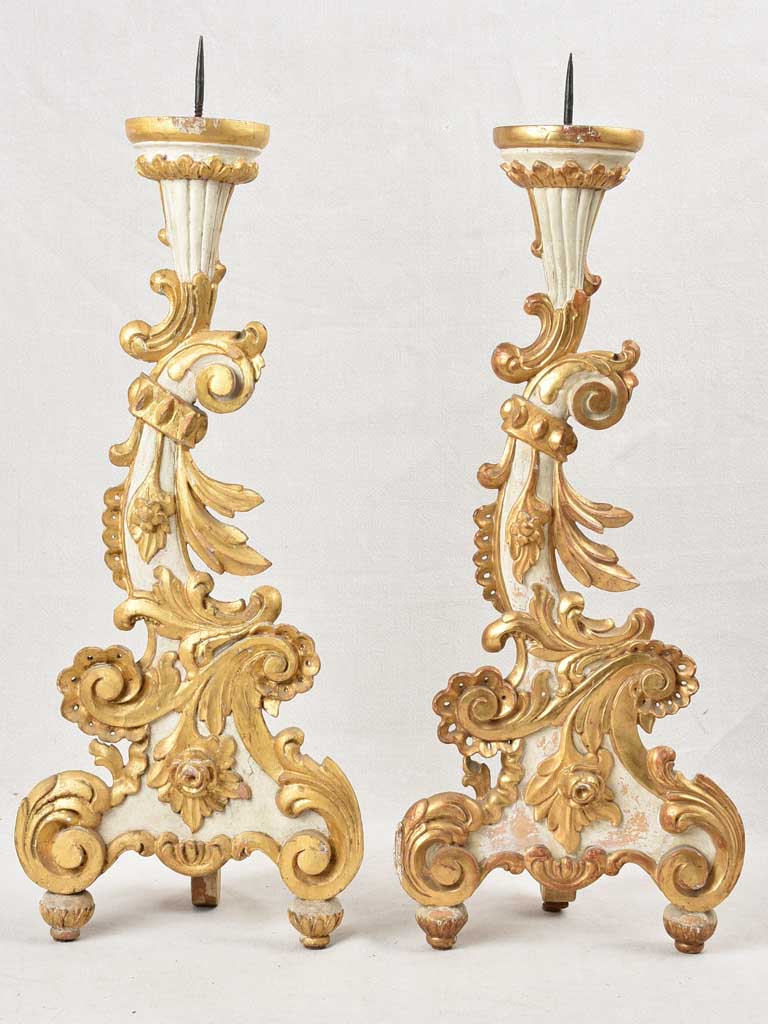 Large Pair of gilded Venetian candlesticks - 19th century 28¾"