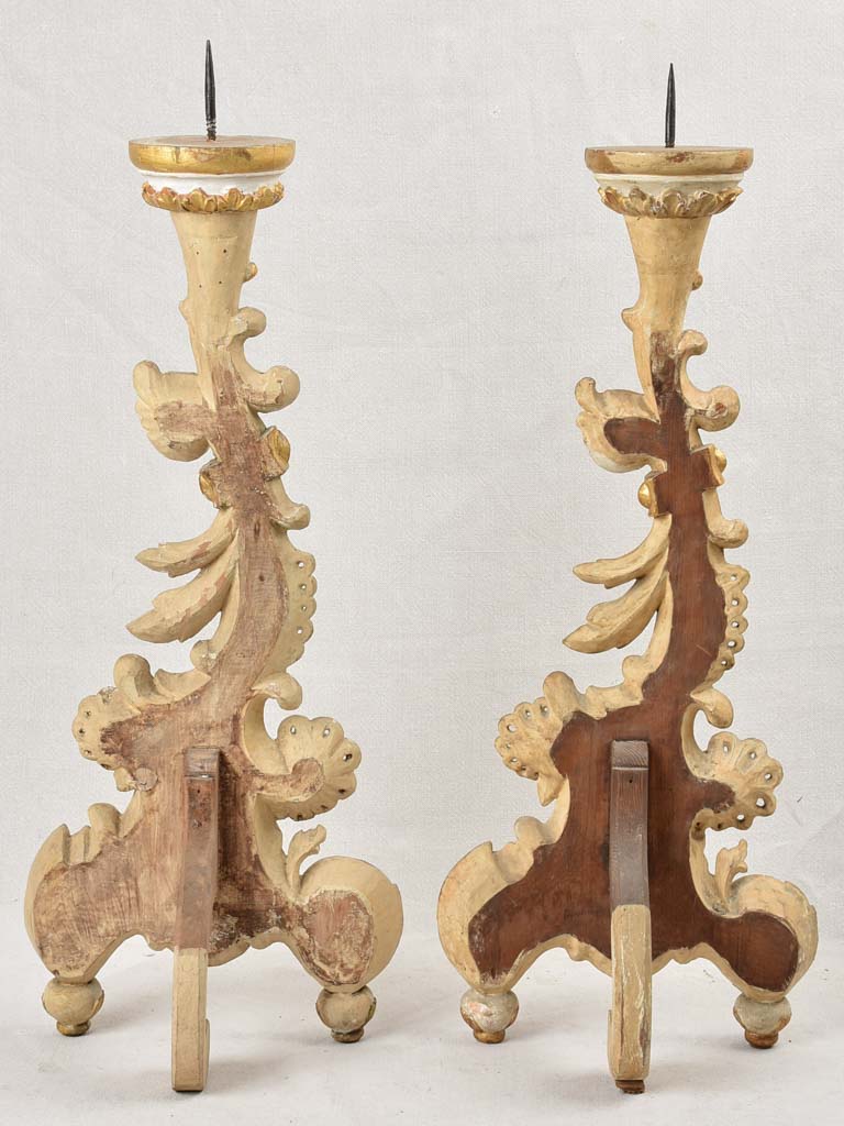 Large Pair of gilded Venetian candlesticks - 19th century 28¾"