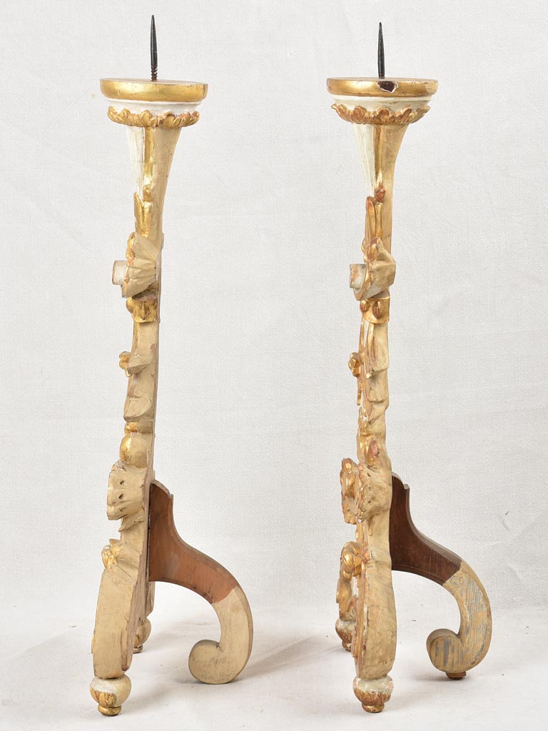 Large Pair of gilded Venetian candlesticks - 19th century 28¾"