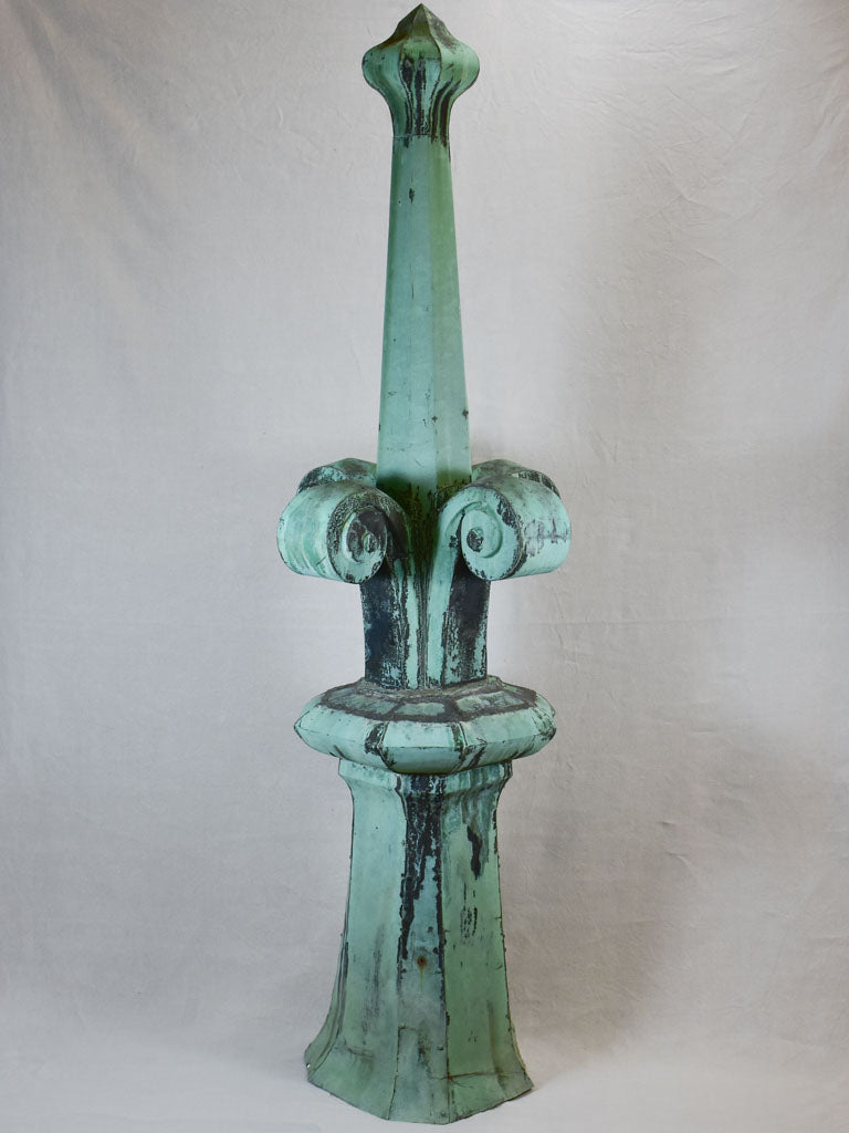 Very large nineteenth-century French lightning rod - timeworn copper 6'9"