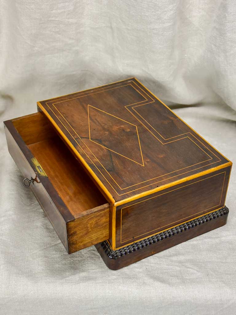 Napoleon III marquetry jewelry box with key