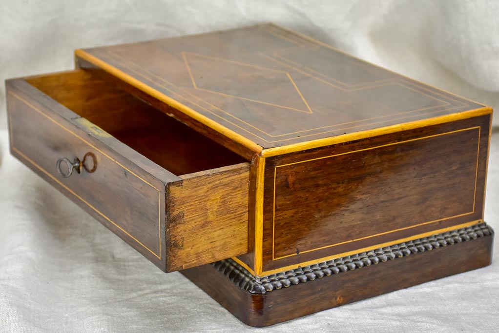 Napoleon III marquetry jewelry box with key