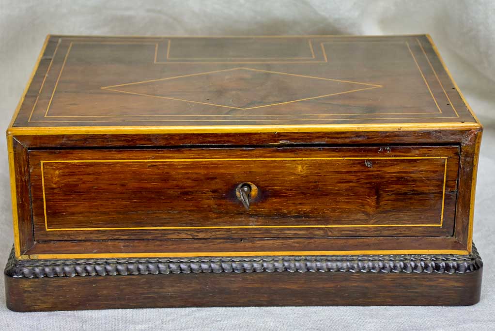 Napoleon III marquetry jewelry box with key