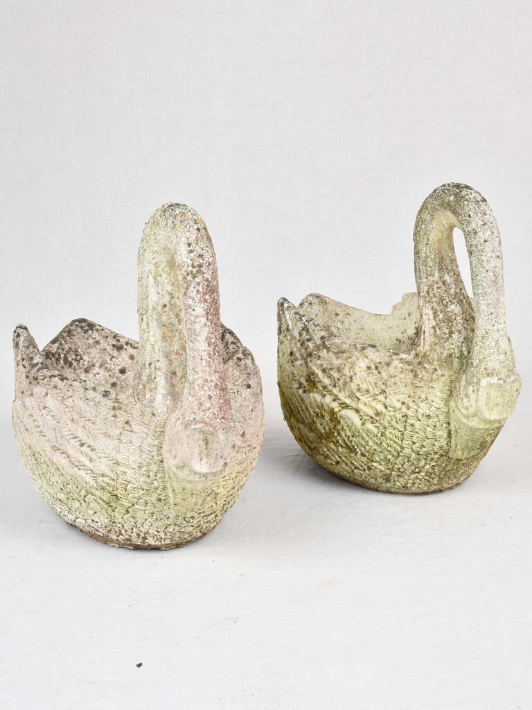 Pair of vintage French swan planters 1960s - 19"