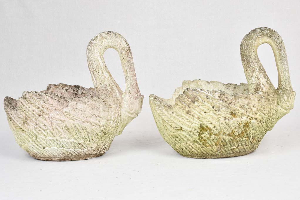 Pair of vintage French swan planters 1960s - 19"