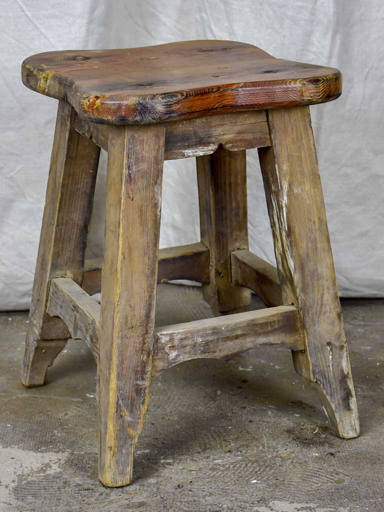 Six antique French timber stools