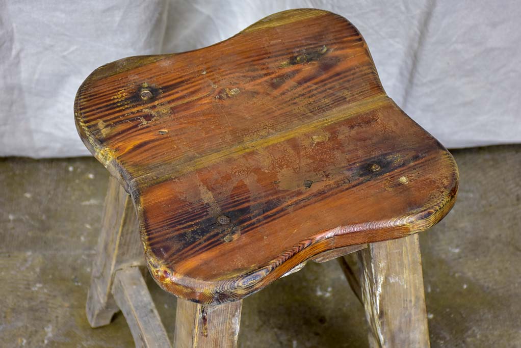 Six antique French timber stools