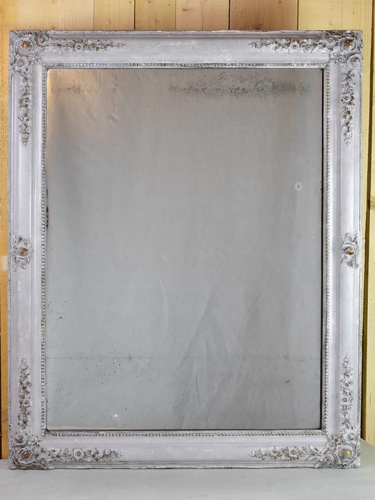 Large Louis Philippe mirror with gray / gold frame 19th century 34¾" x 43¼"