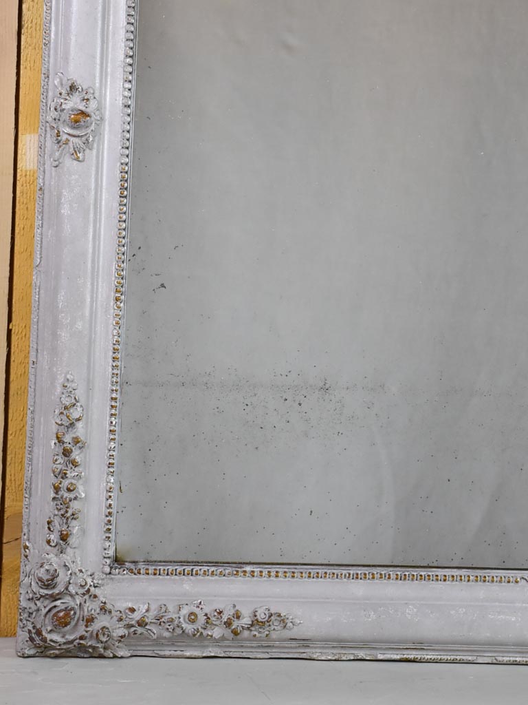 Large Louis Philippe mirror with gray / gold frame 19th century 34¾" x 43¼"