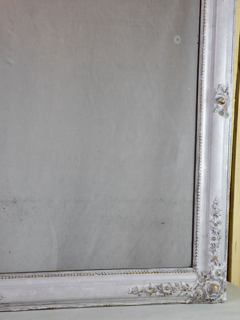 Large Louis Philippe mirror with gray / gold frame 19th century 34¾" x 43¼"