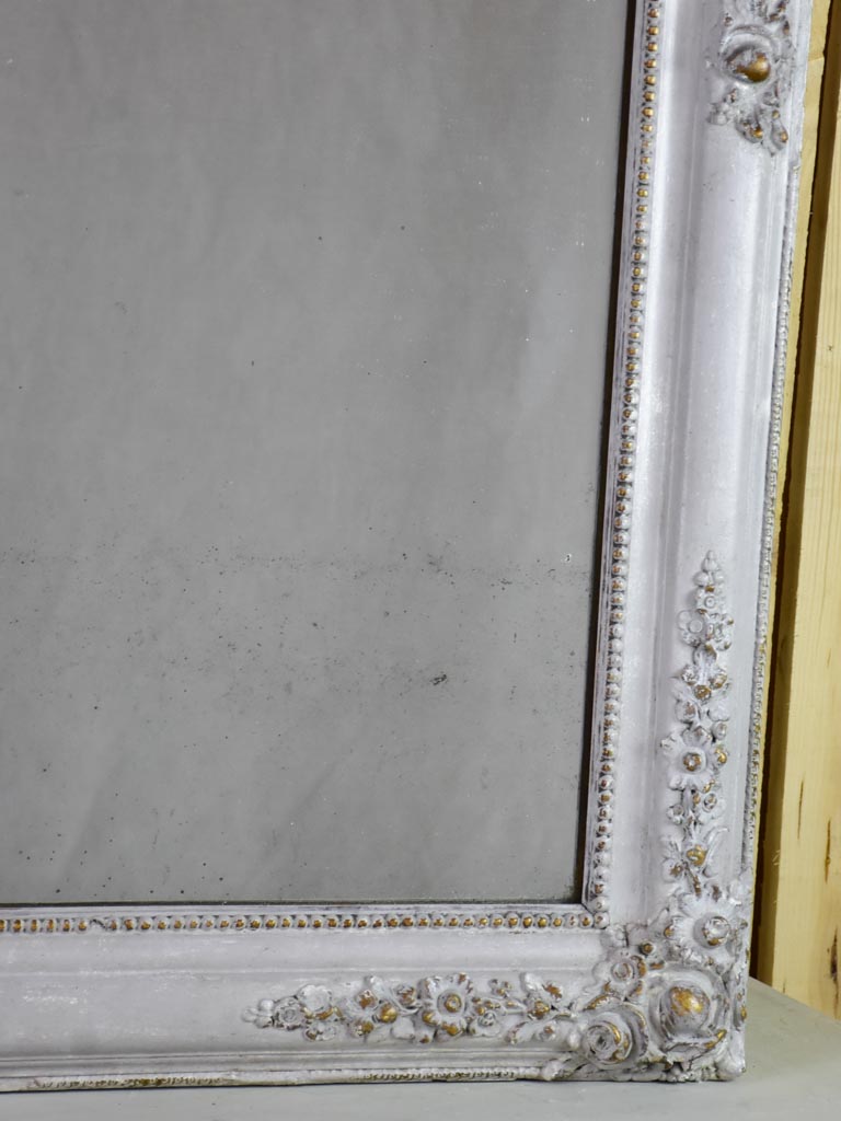 Large Louis Philippe mirror with gray / gold frame 19th century 34¾" x 43¼"