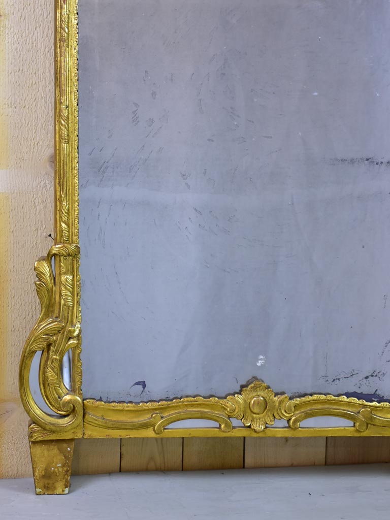 Large 18th-century Louis XV parclose mirror with gilt frame 30¾" x 60¼"