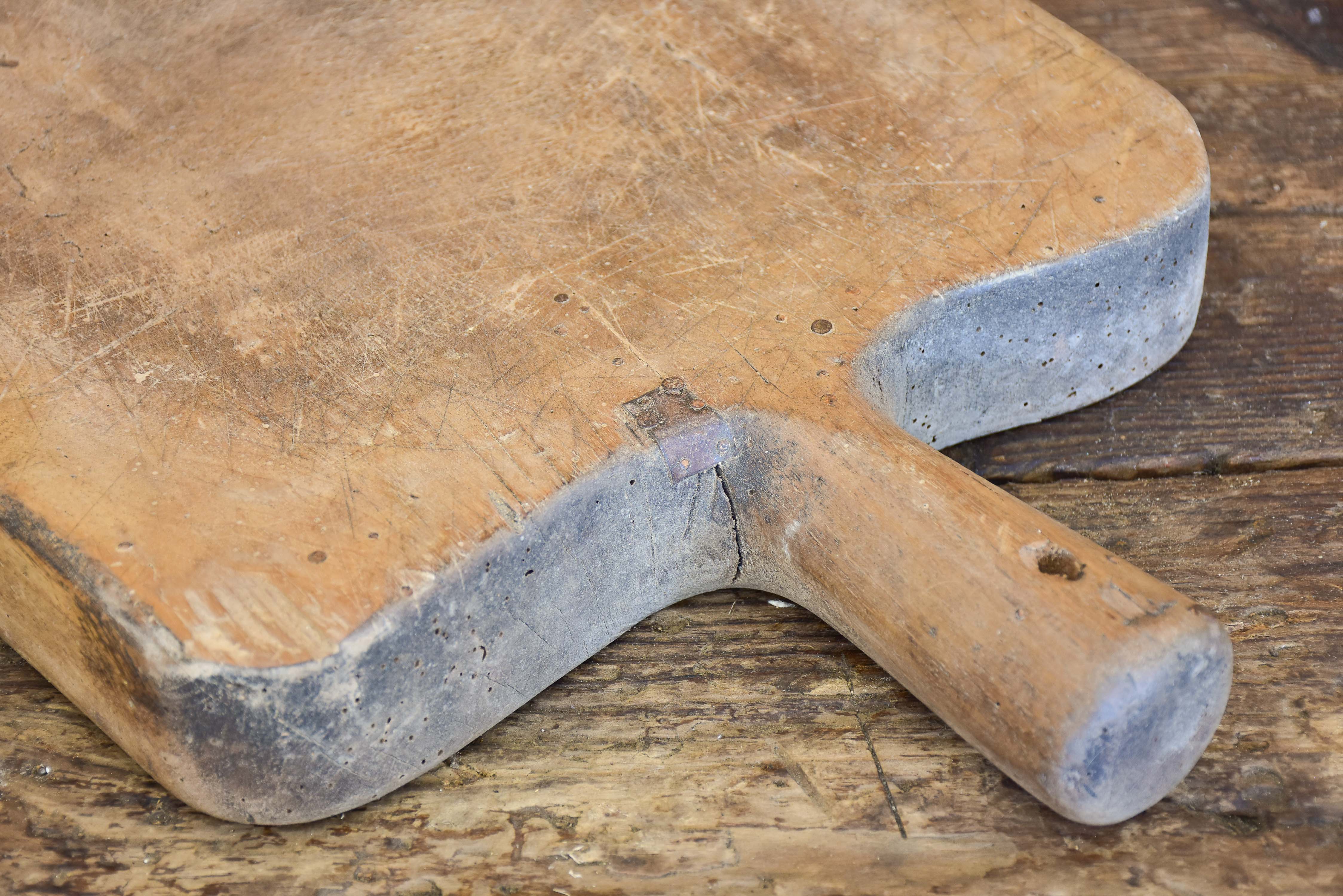 Antique French cutting board with rounded edges