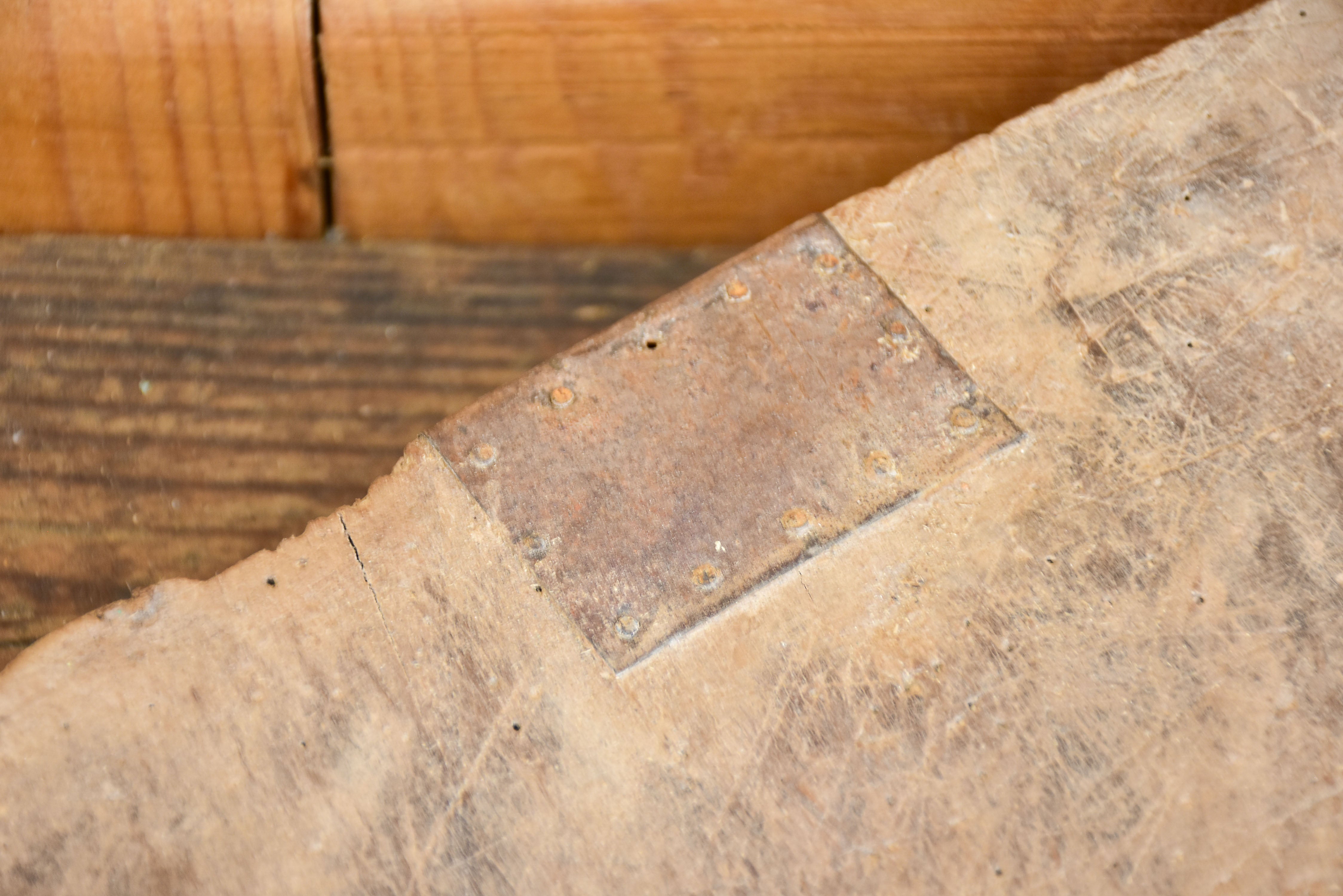 Antique French cutting board with rounded edges