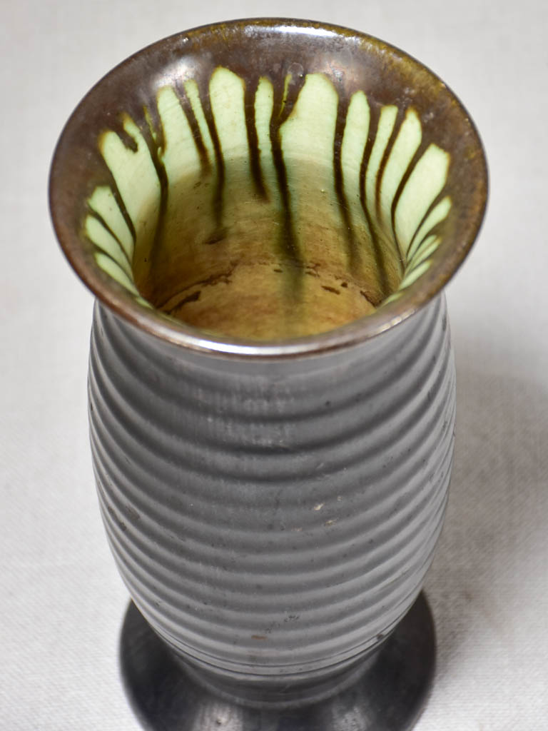 1960's ceramic vase from Vallauris with black glaze 8¼"