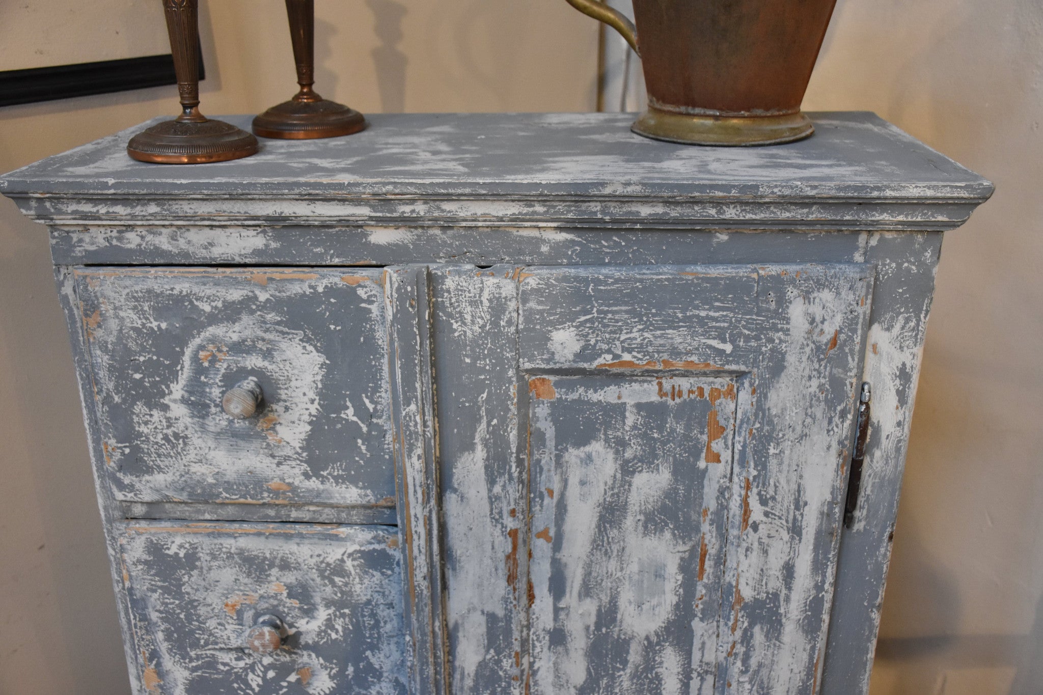 19th century French storage cabinet with blue patina