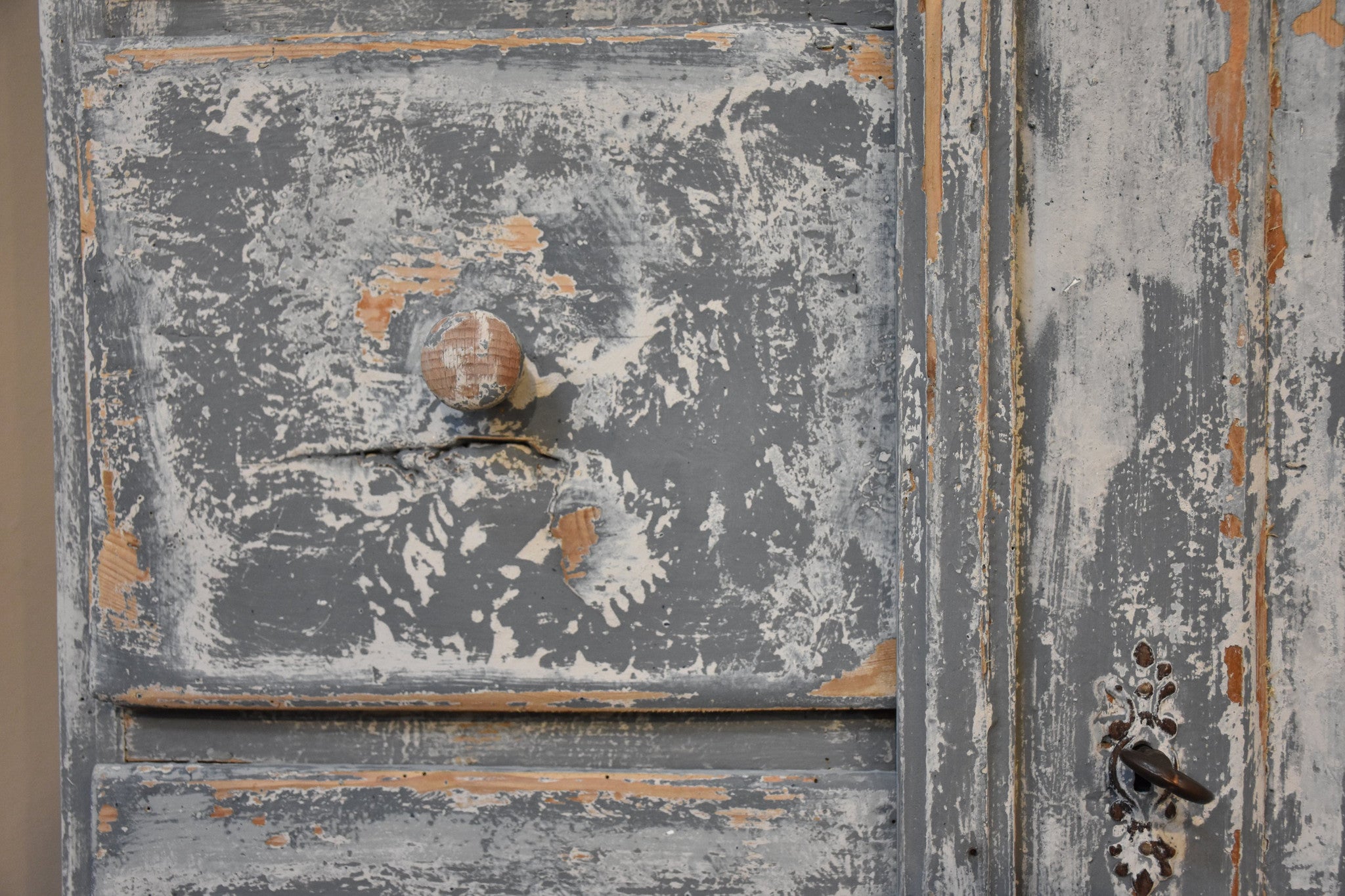 19th century French storage cabinet with blue patina