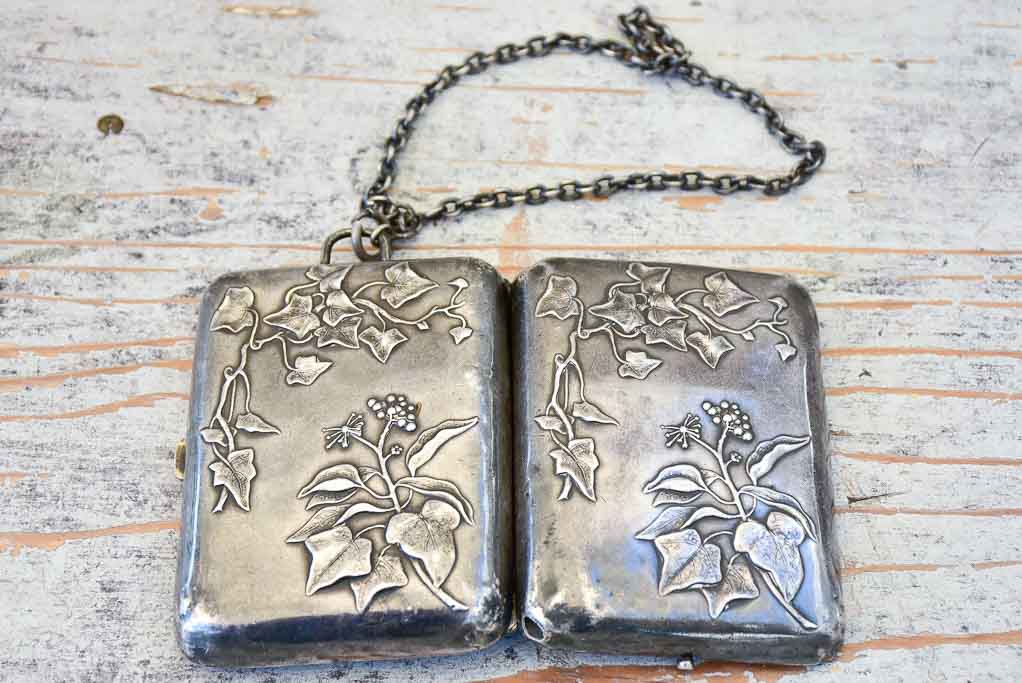 French Antique Metal Compact & Notebook