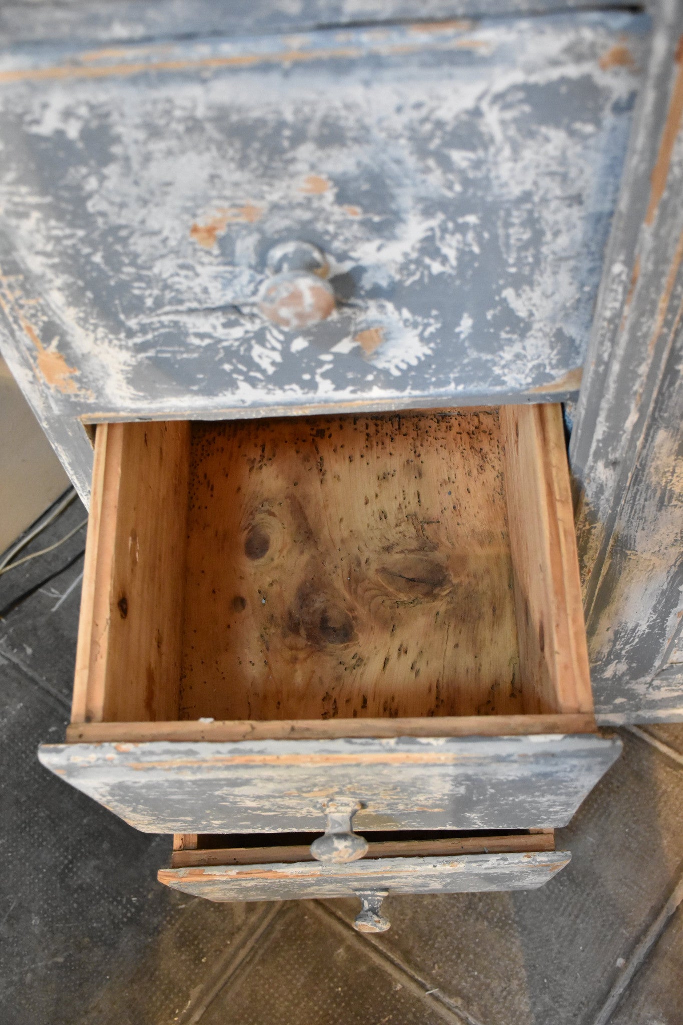 19th century French storage cabinet with blue patina