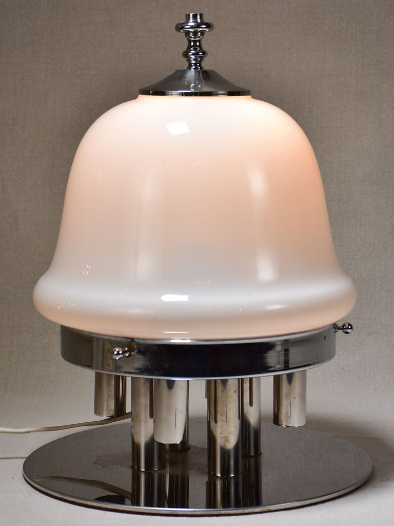 1960s Italian chrome and opaque glass table lamp 16½"