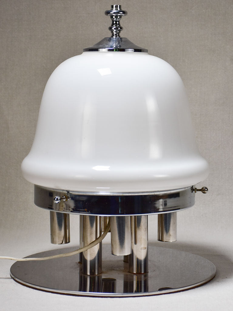 1960s Italian chrome and opaque glass table lamp 16½"